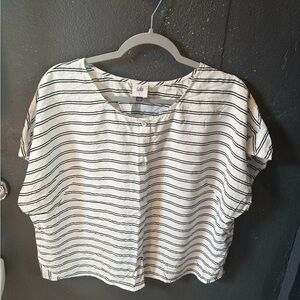 CAbi Black and White Striped Blouse